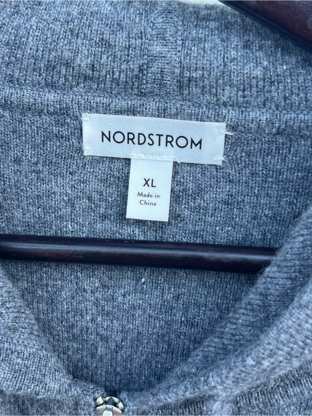 Women's Nordstrom Gray Zip-Up Hooded wool/cashmere Sweater XL - Picture 3 of 4